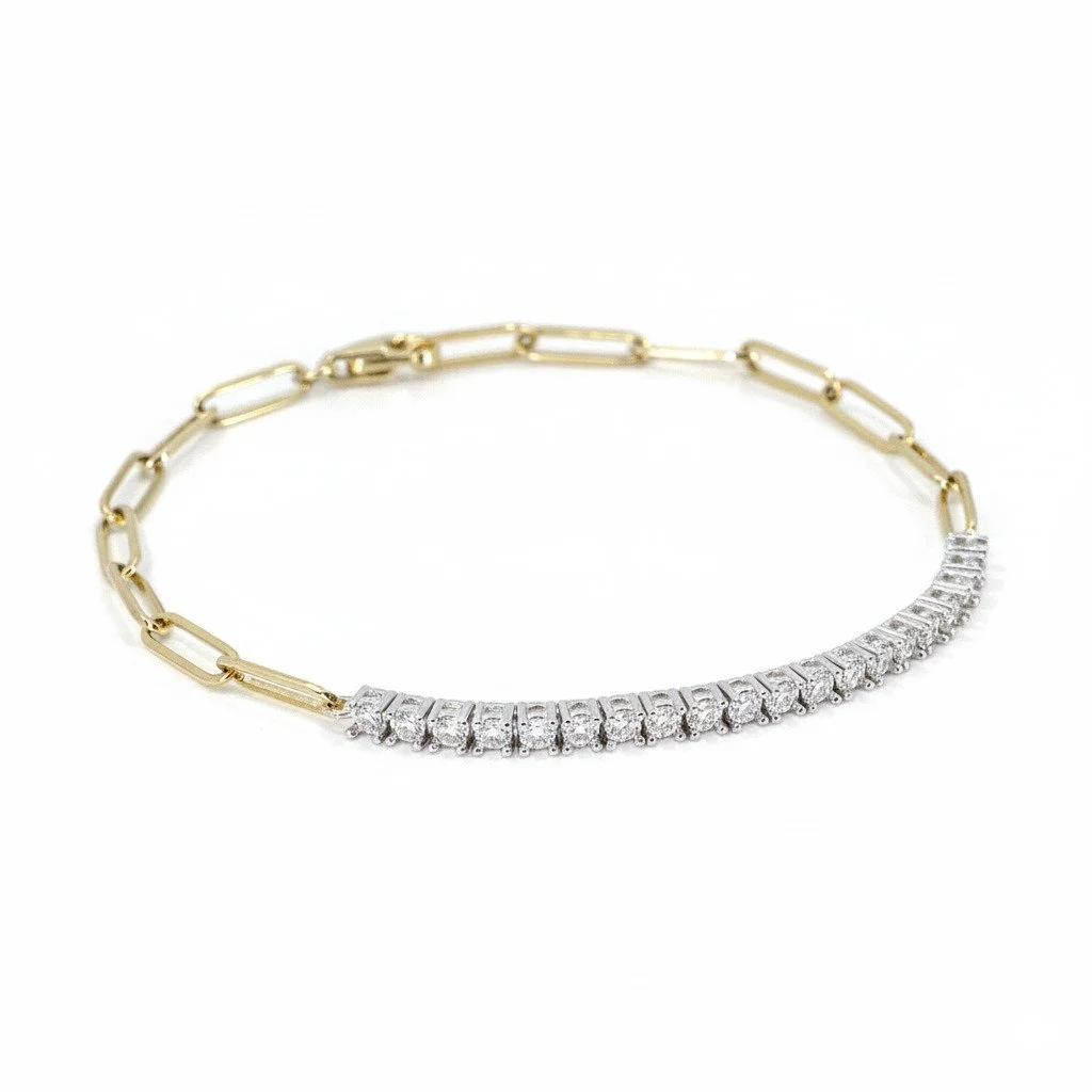 AureJin Paperclip Tennis Bracelet (1CTW)