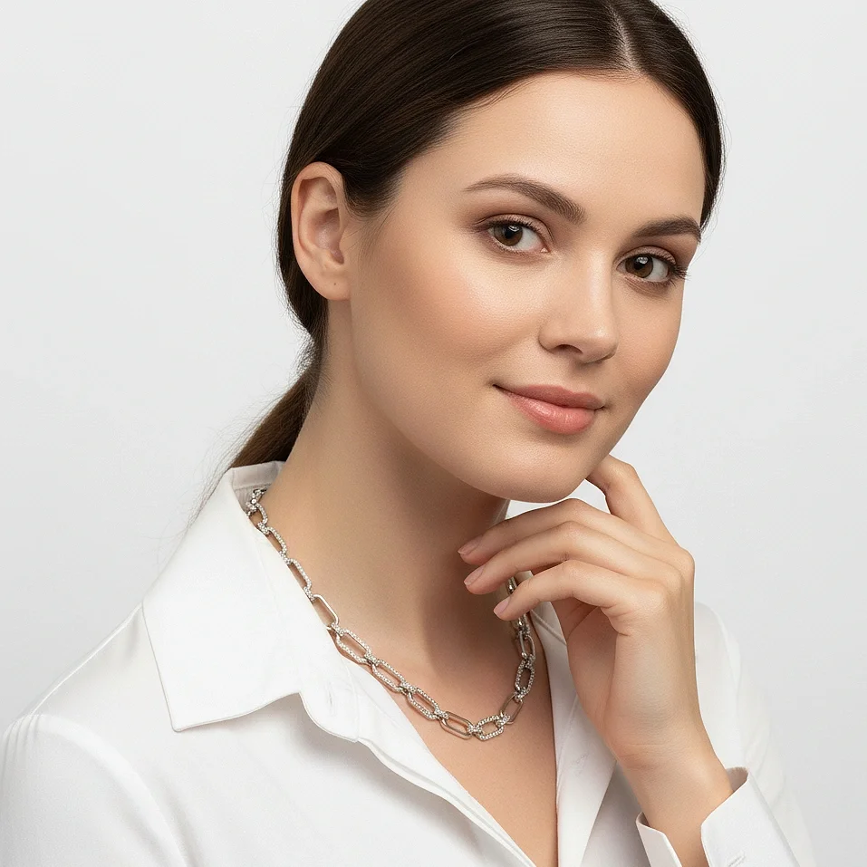Paperclip Chain Diamond Necklace