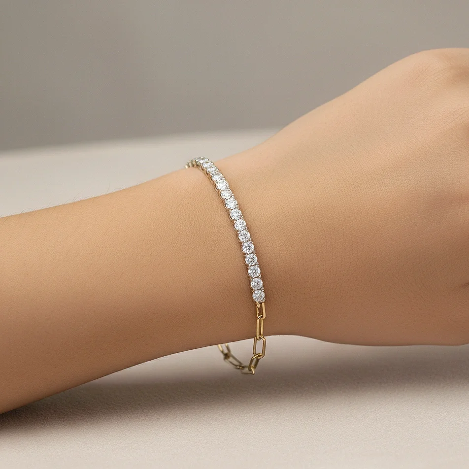 AureJin Paperclip Tennis Bracelet (1.6CTW)