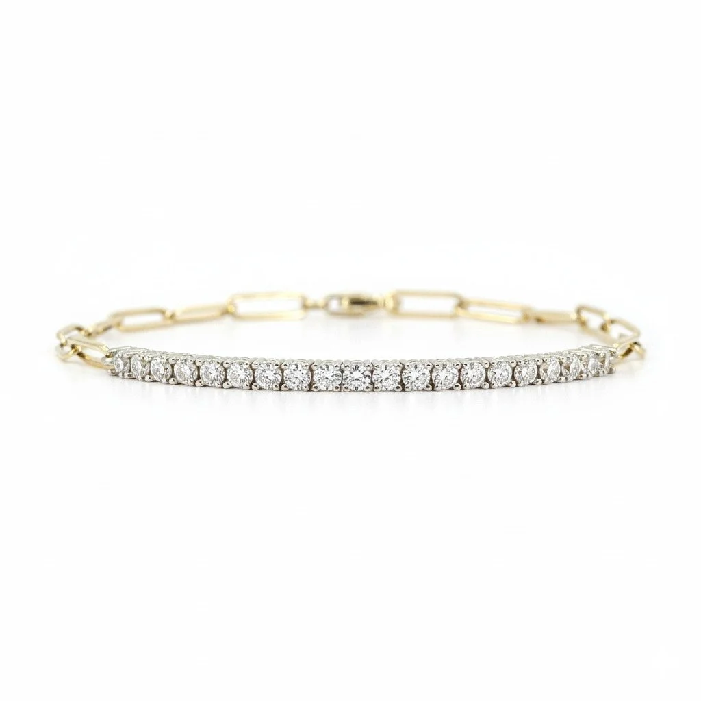 AureJin Paperclip Tennis Bracelet (1CTW)