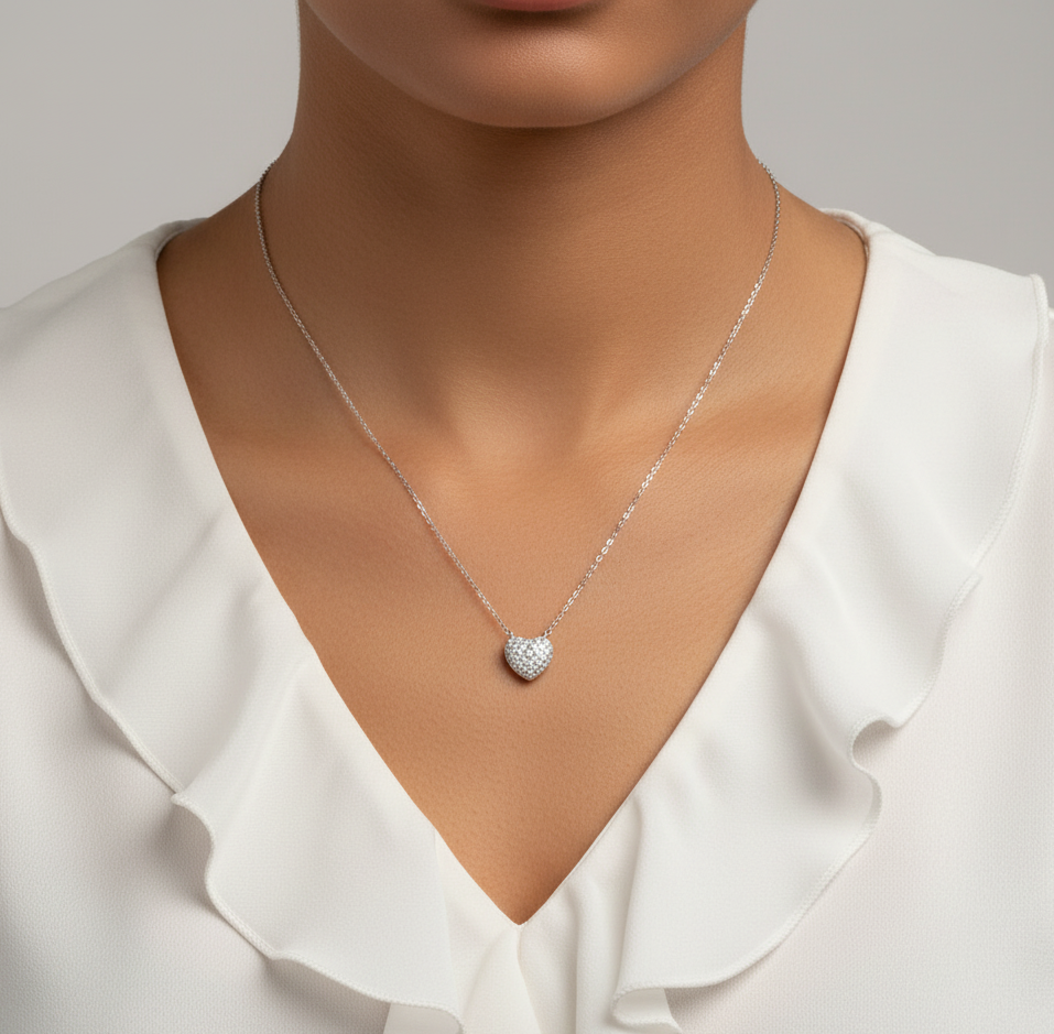 Petite pave heart pendant