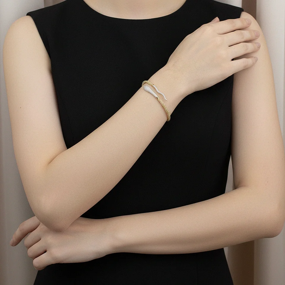 Snake Head and Tail Bangle Bracelet