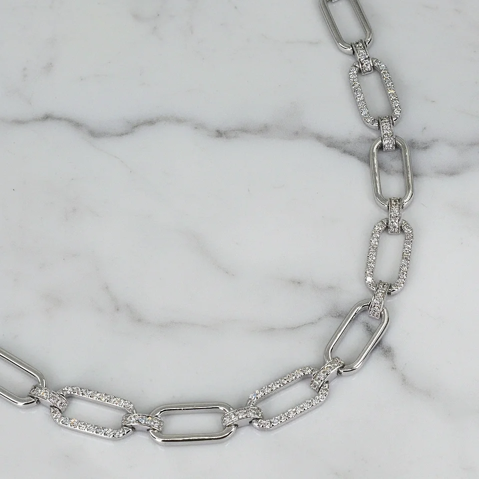 Paperclip Chain Diamond Necklace