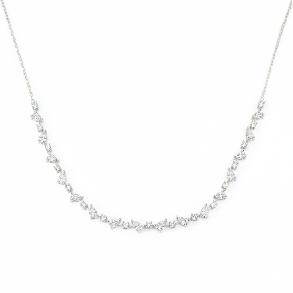 Pear and Round Bar Chain Necklace