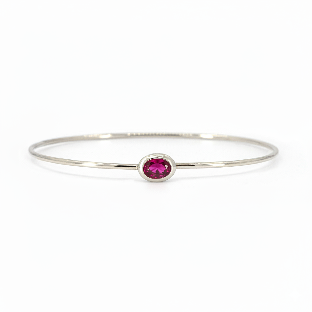 Solitaire Oval Cut Bangle Bracelet-Ruby