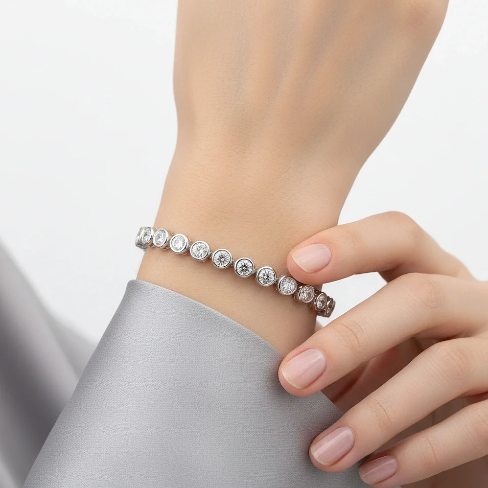 Bezel Diamond Tennis Bracelet