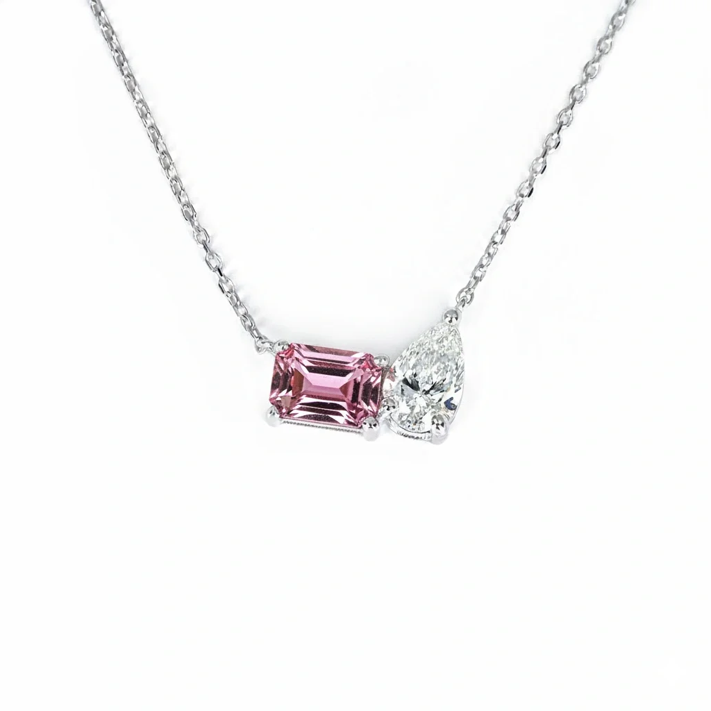 Pear and Emerald Duo Necklace_TOURMALINE