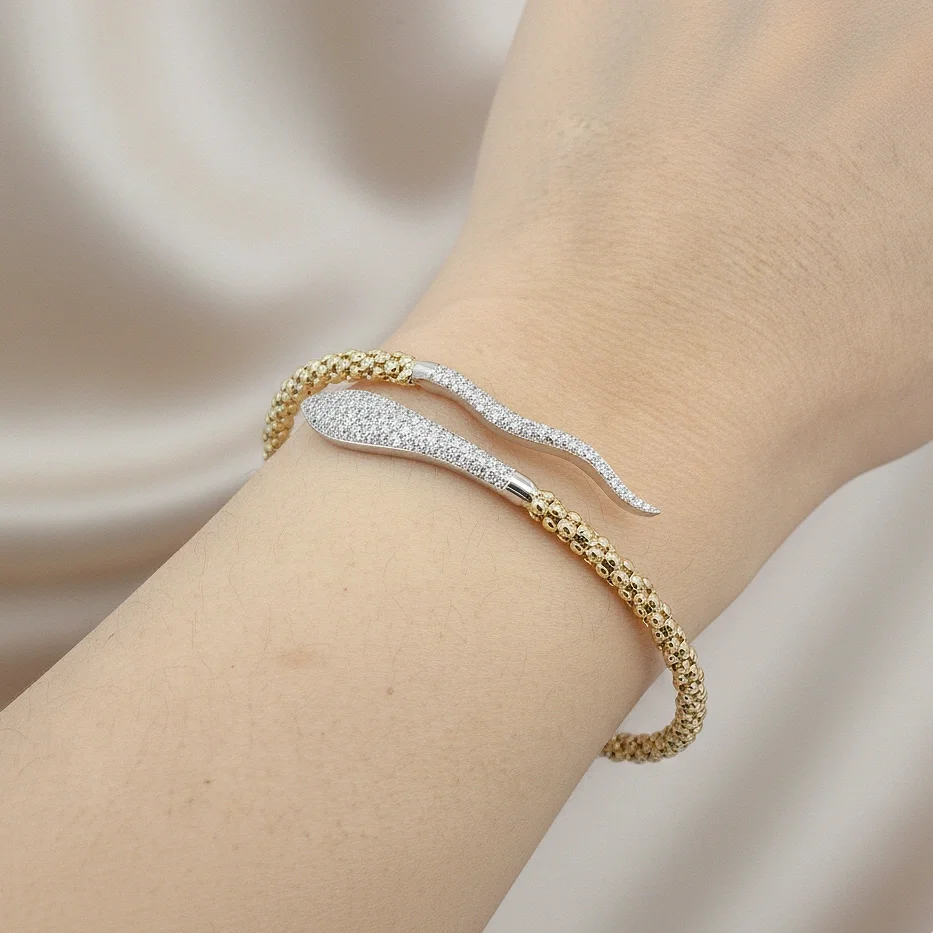Snake Head and Tail Bangle Bracelet