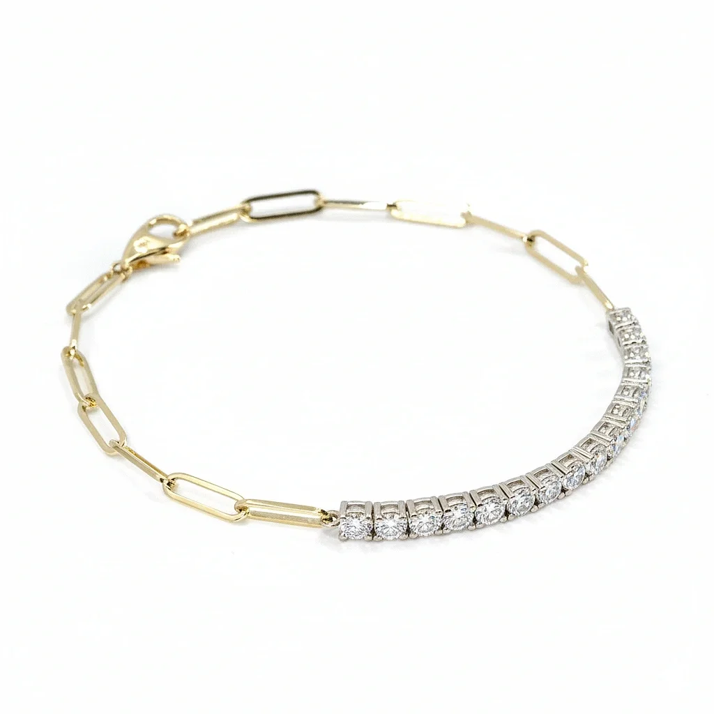 AureJin Paperclip Tennis Bracelet (1.6CTW)