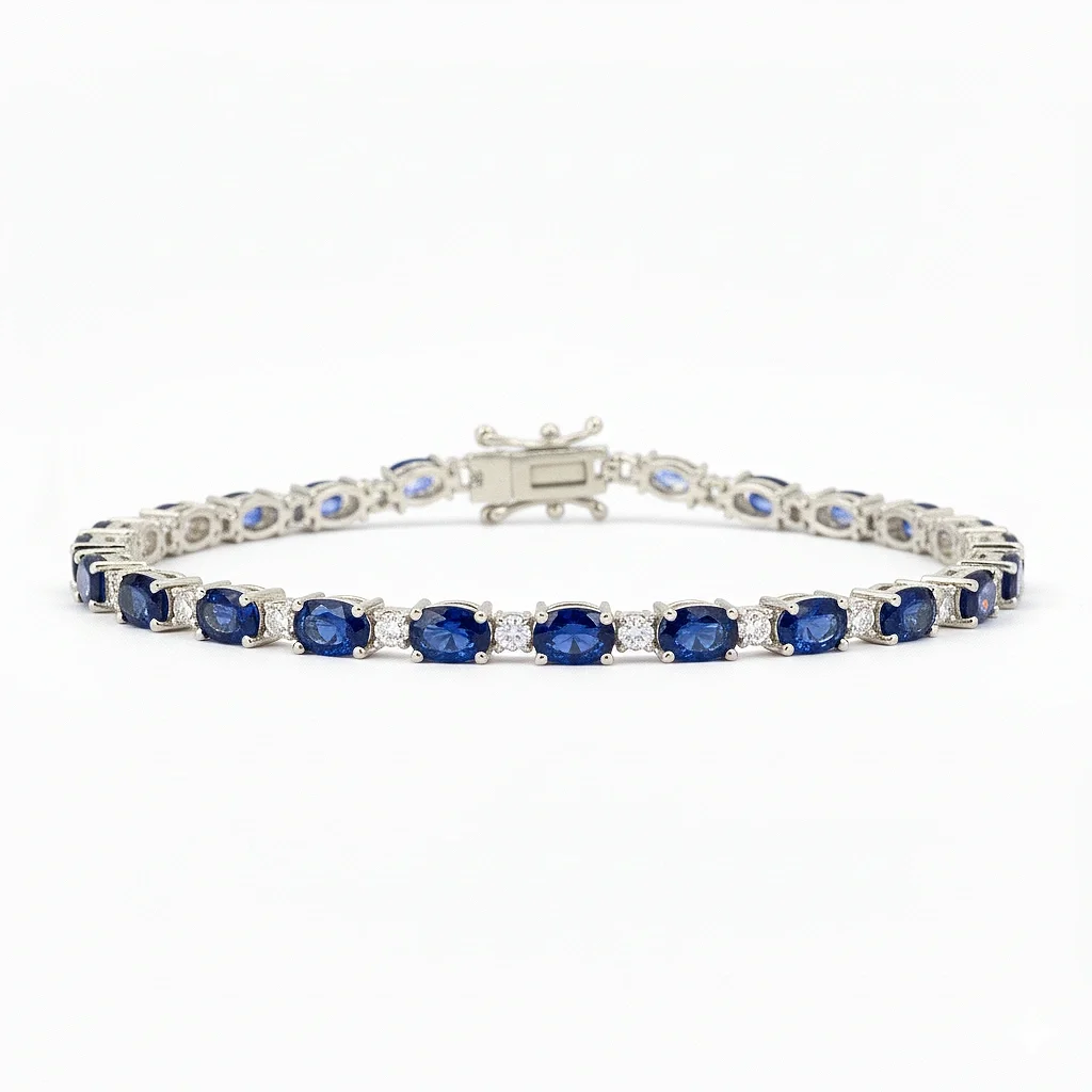 Blue Sapphire and Diamond Tennis Bracelet