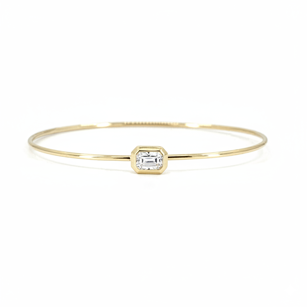 Solitaire Emerald Cut Bangle Bracelet-DIA