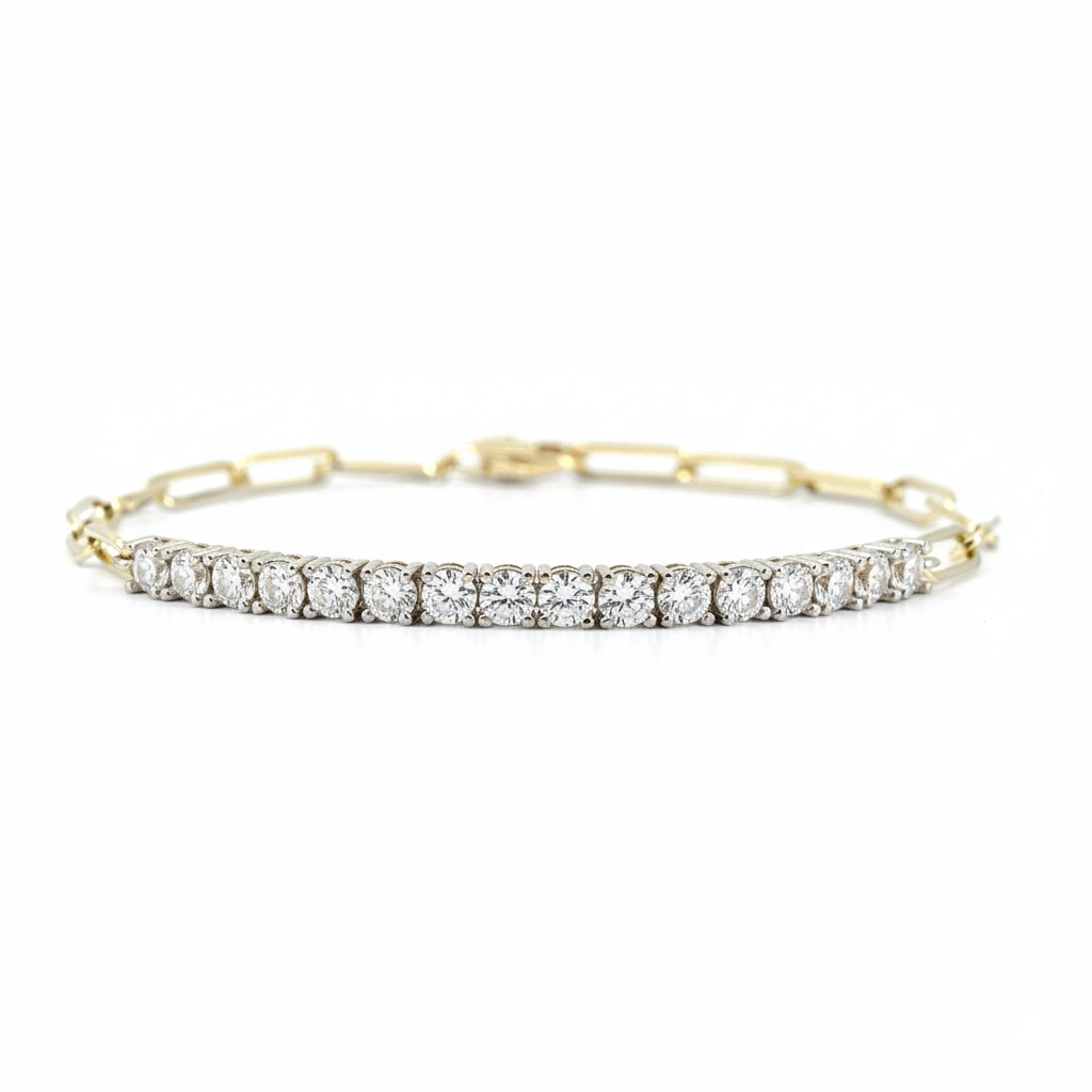 AureJin Paperclip Tennis Bracelet (1.6CTW)