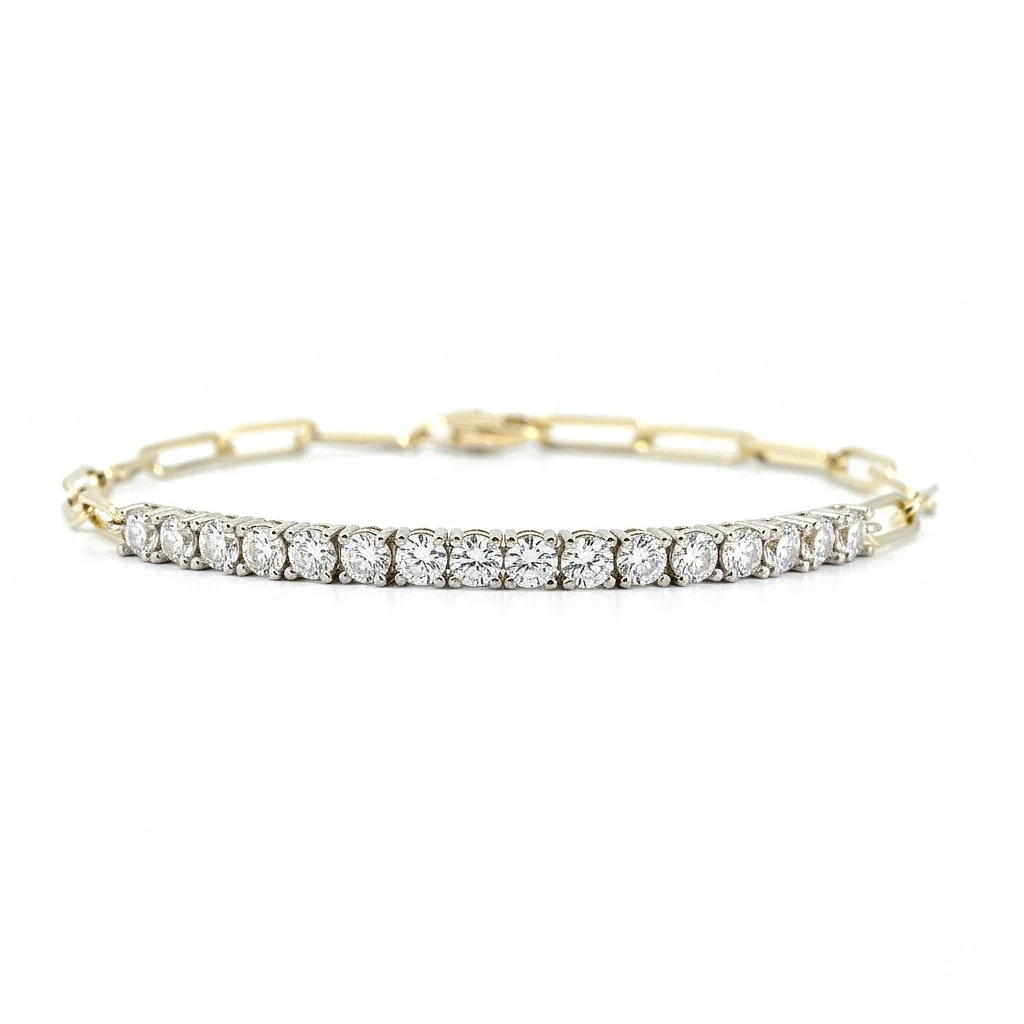 AureJin Paperclip Tennis Bracelet (1.6CTW)