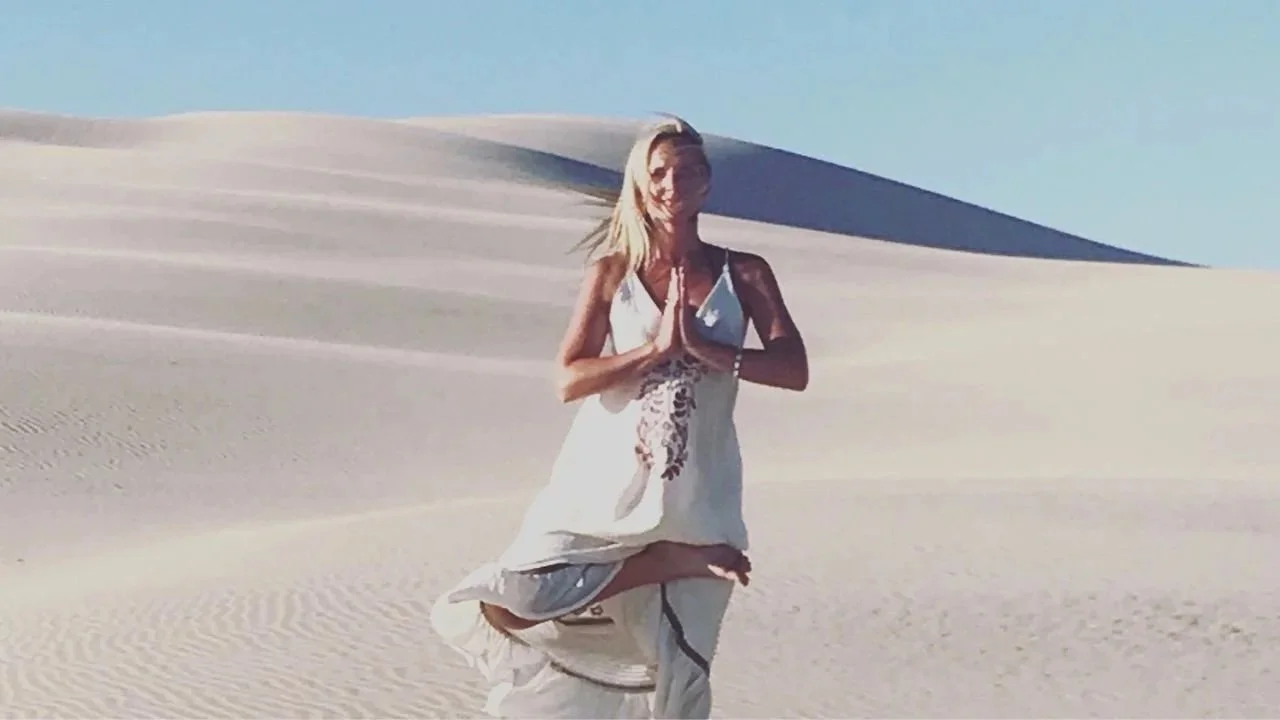 Tree Pose and Anahata on Birubi beach