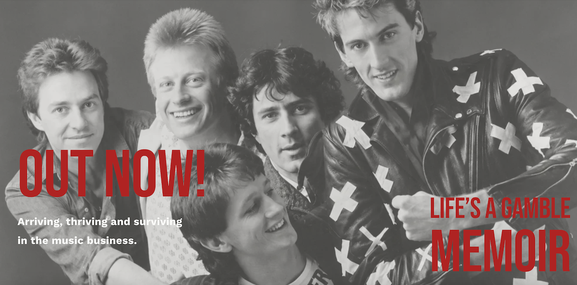Life's a Gamble memoir product promotion featuring the original Radiators band lineup. 