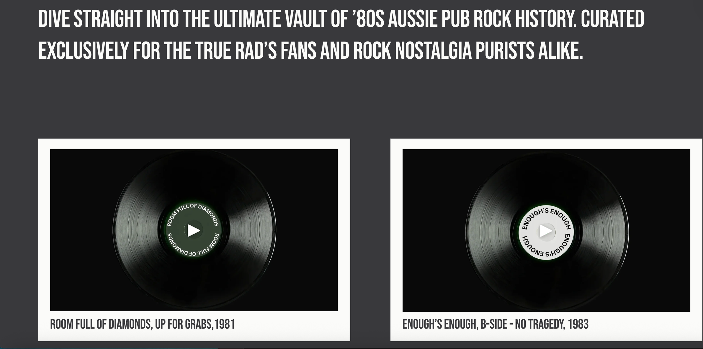 Sound page curated design records to access The Radiators rock archive. 