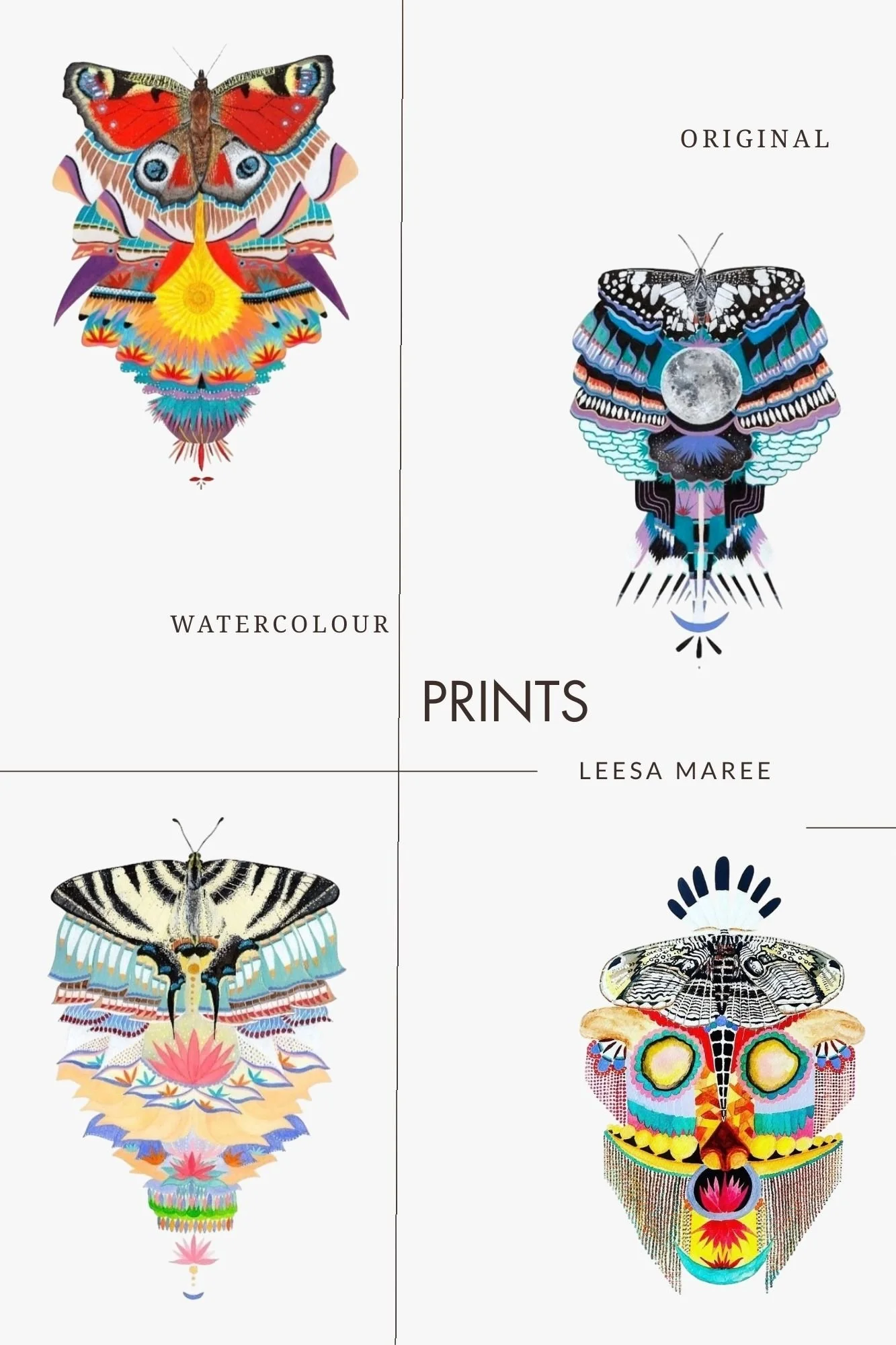 Butterfly watercolour prints