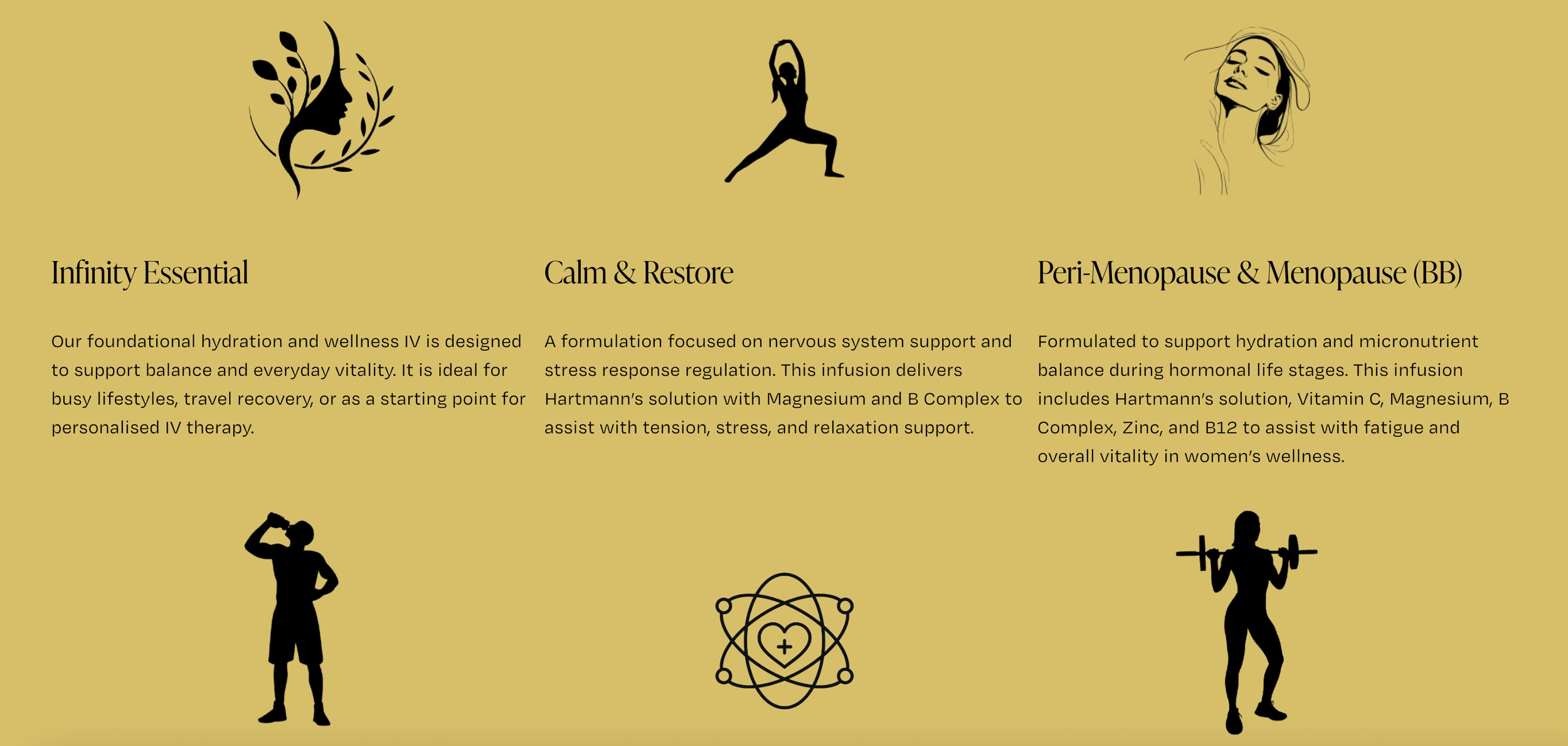 Infinity Infusions packages for wellness support.