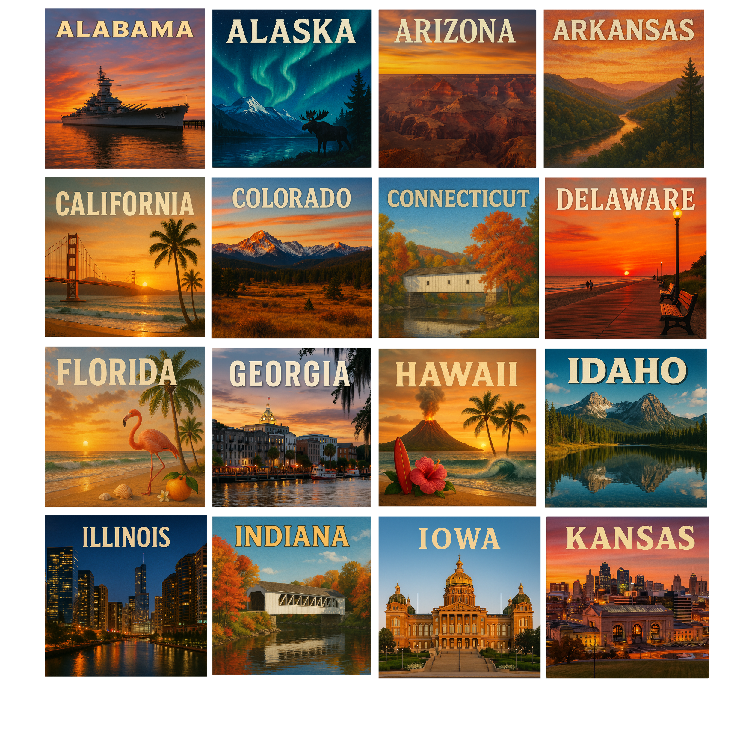 US State Magnet Collection 2.5x2.5