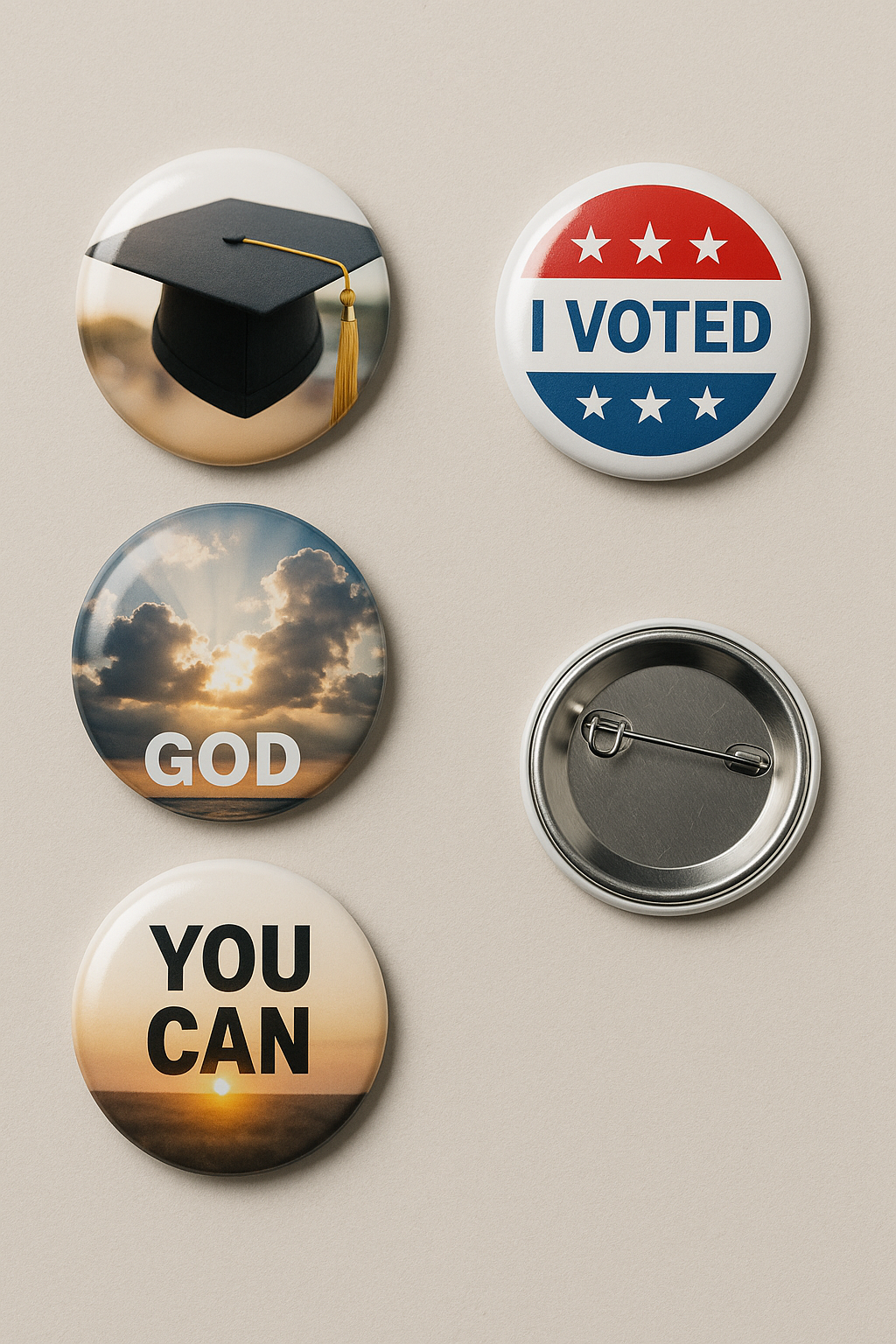 🎉 58mm Button Pins – Graduation • I Voted • Faith • Motivational | Custom Gift Pins | Backpack Pins