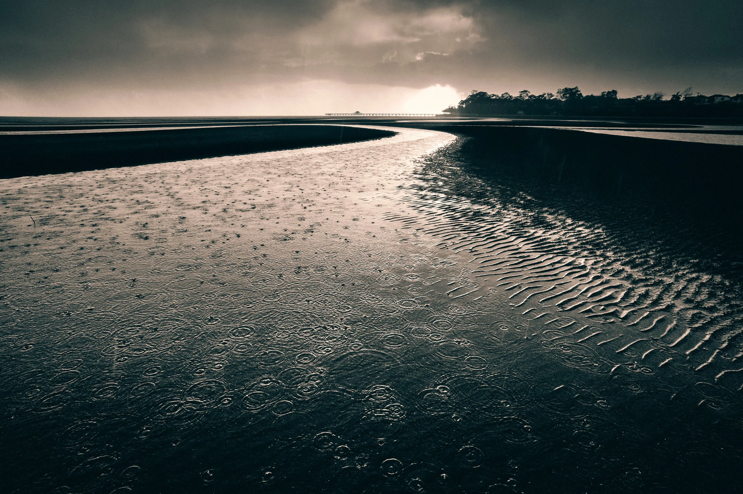 Mudflat Raindrops, Sandgate, Brisbane, 2018