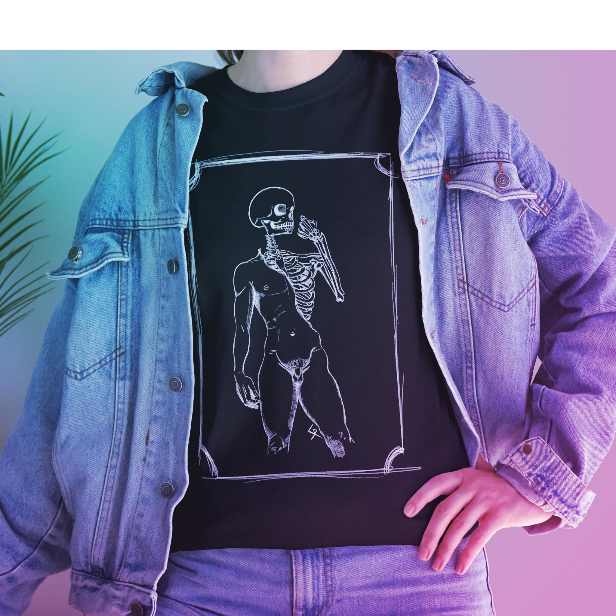 Michelangelo David Skeleton Sketch T-Shirt