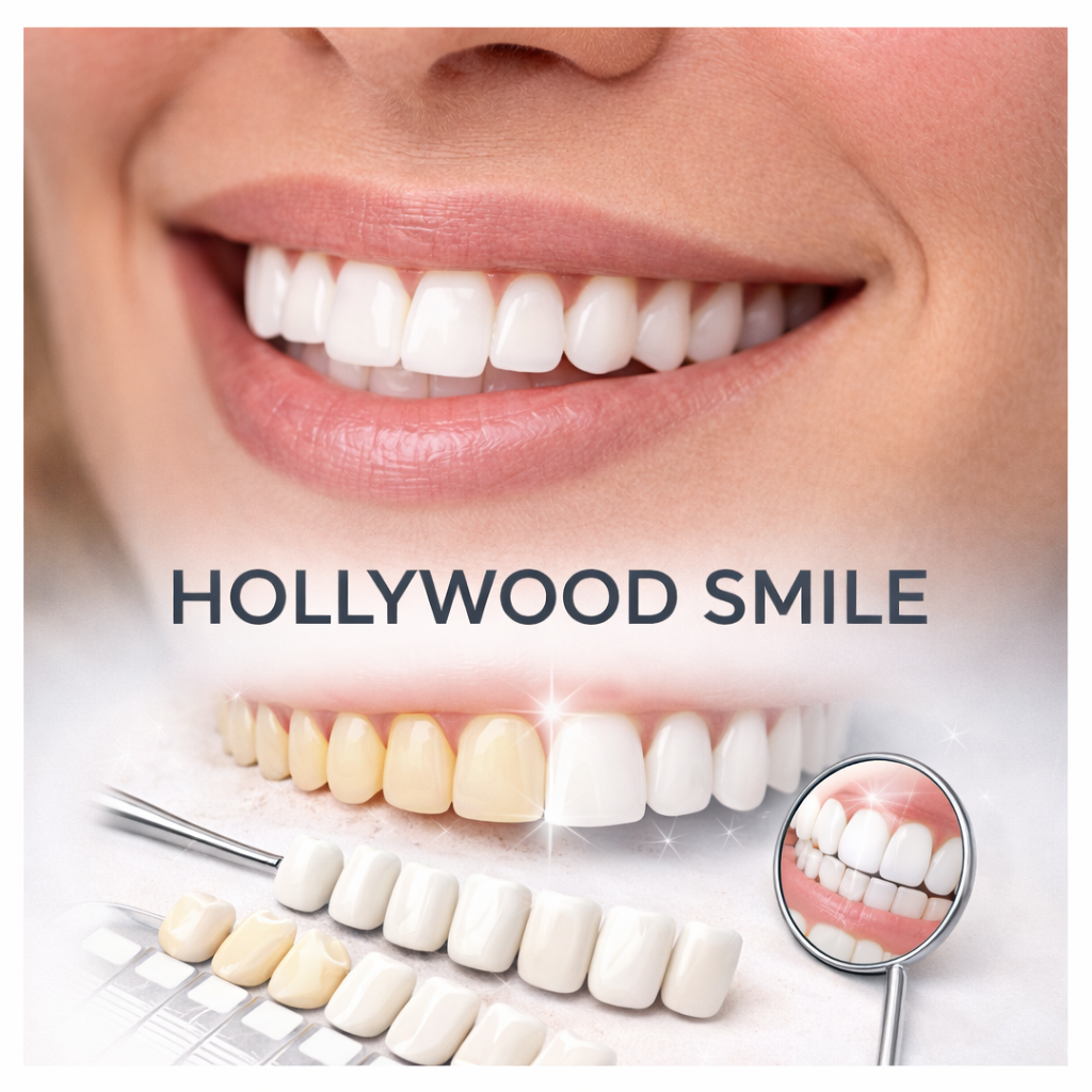 Cosmetic dental smile design procedure in a clean, modern clinic setting in Turkey.