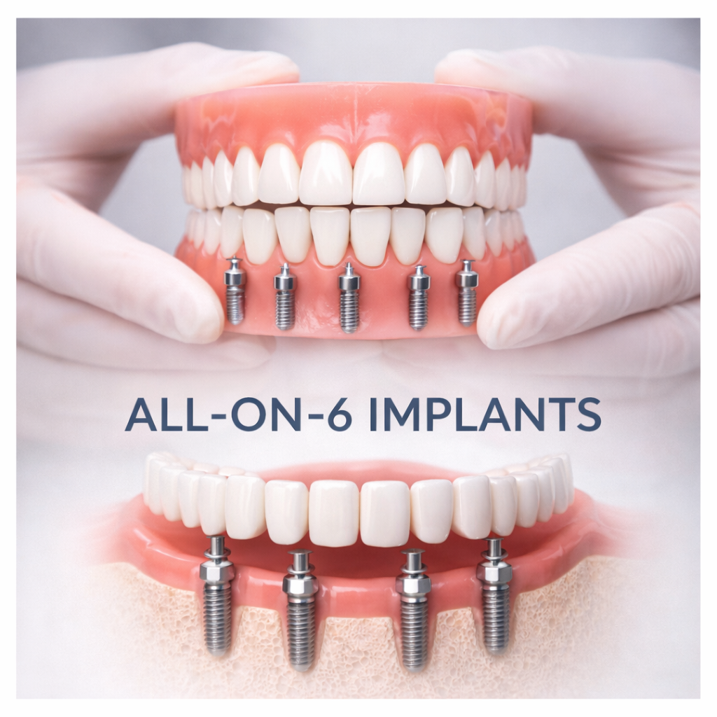 All on 6 dental implant procedure designed for full arch restoration in a modern clinic in Turkey.