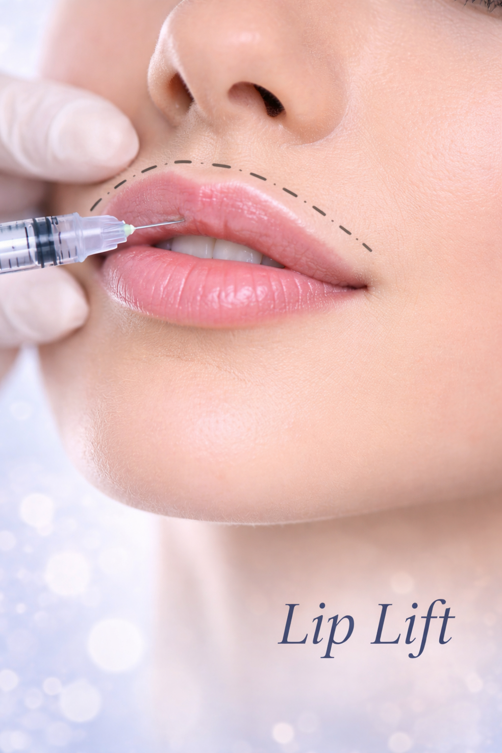 Lip lift procedure illustration showing upper lip enhancement planned with experienced plastic surgeons in Turkey
