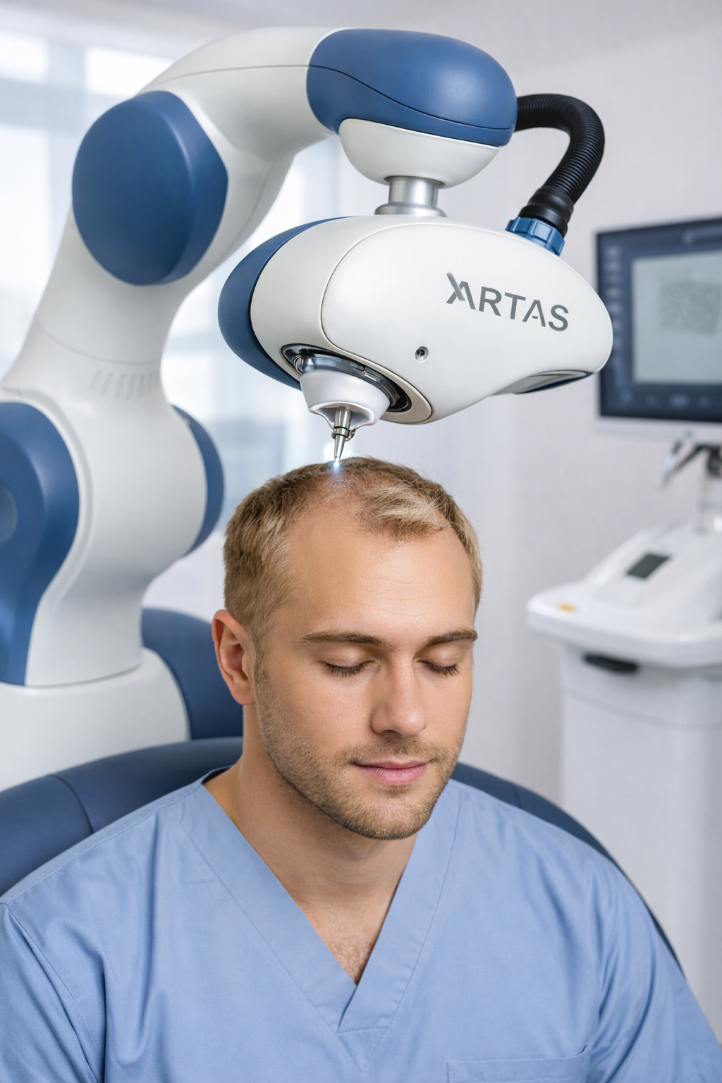 Robotic FUE hair transplant procedure using automated technology in a clean clinical environment in Turkey