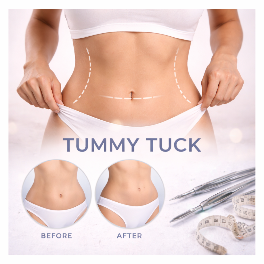 Abdominal contouring surgery tightening skin and improving waistline shape