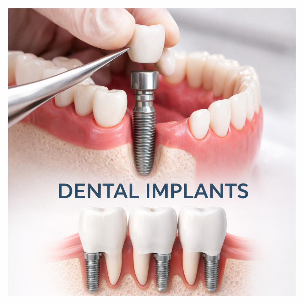 Dental implant procedure in a clean, modern clinic setting in Turkey.