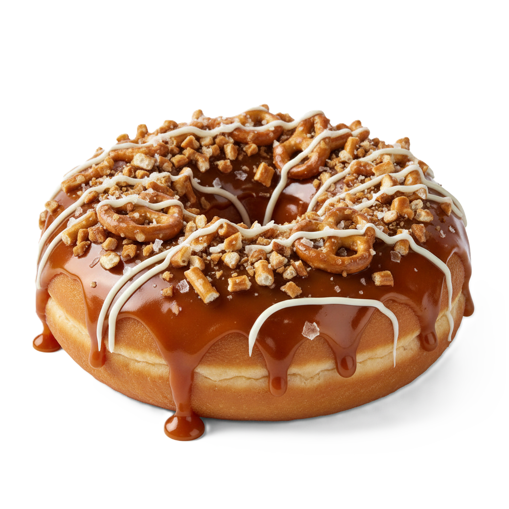 Salted Caramel Pretzel Crunch Mini Doughnut
