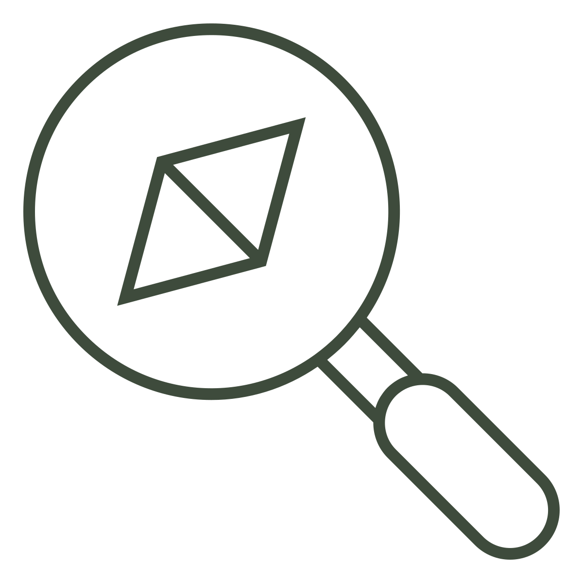 Magnifying glass examining an envelope icon.