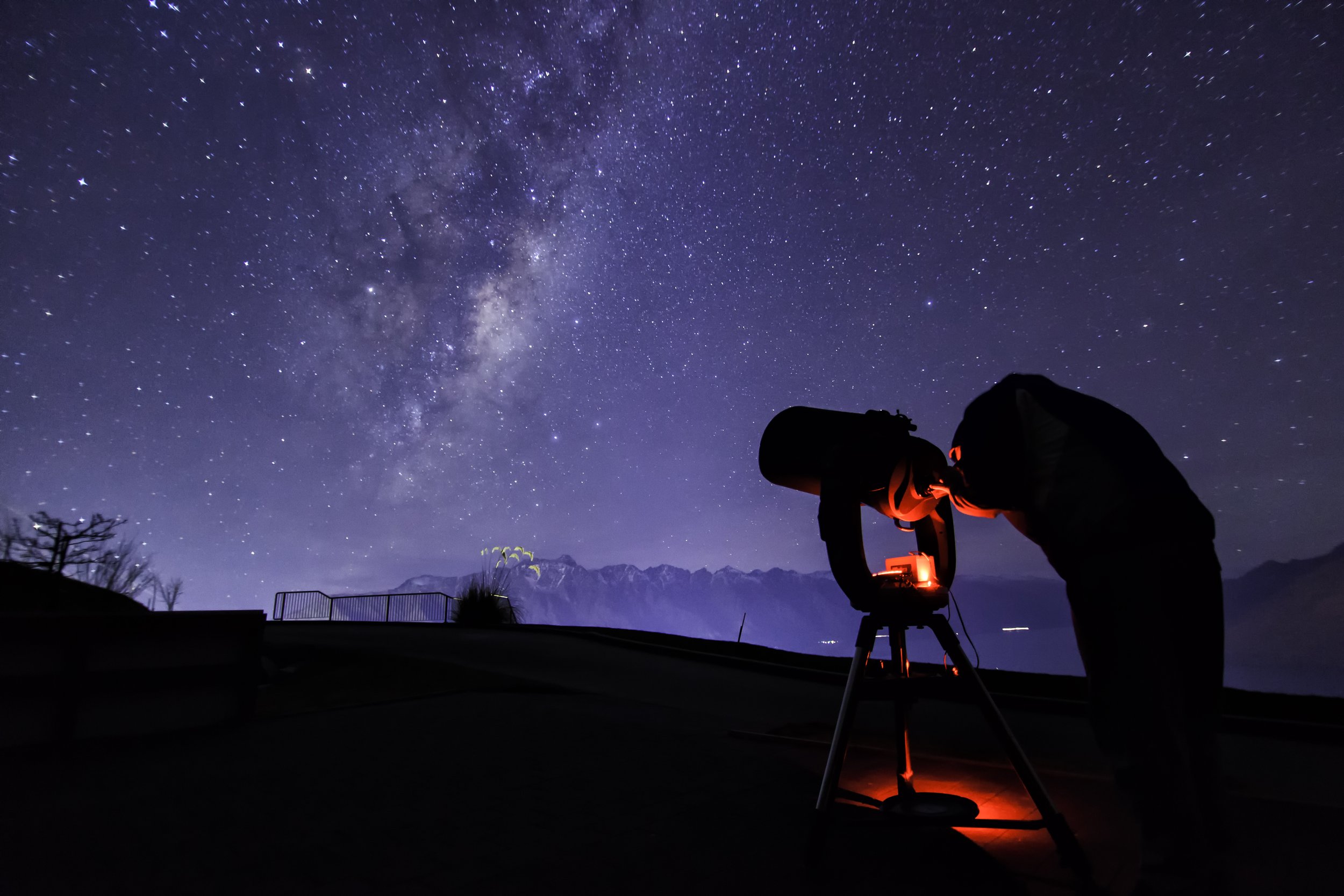 Person stargazing under a clear night sky in New Zealand’s South Island