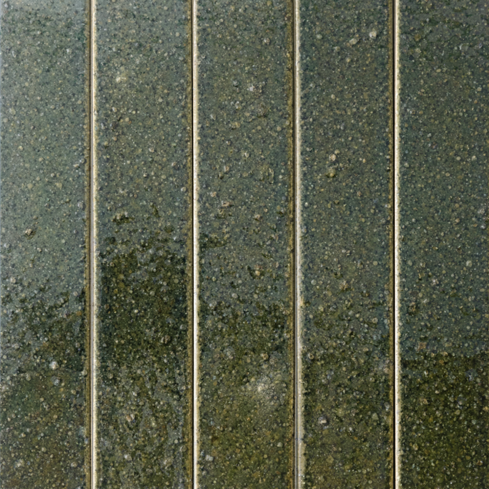 Hatsu Long Brick Oribe Green Hand Glazed Japanese Tile