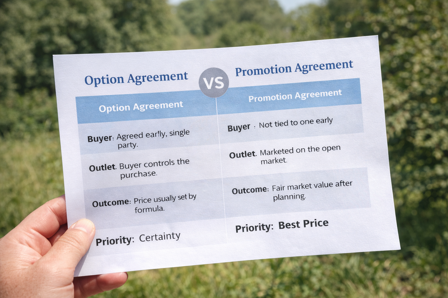 Option Agreement vs Promotion Agreement: Which Is Better for Landowners?