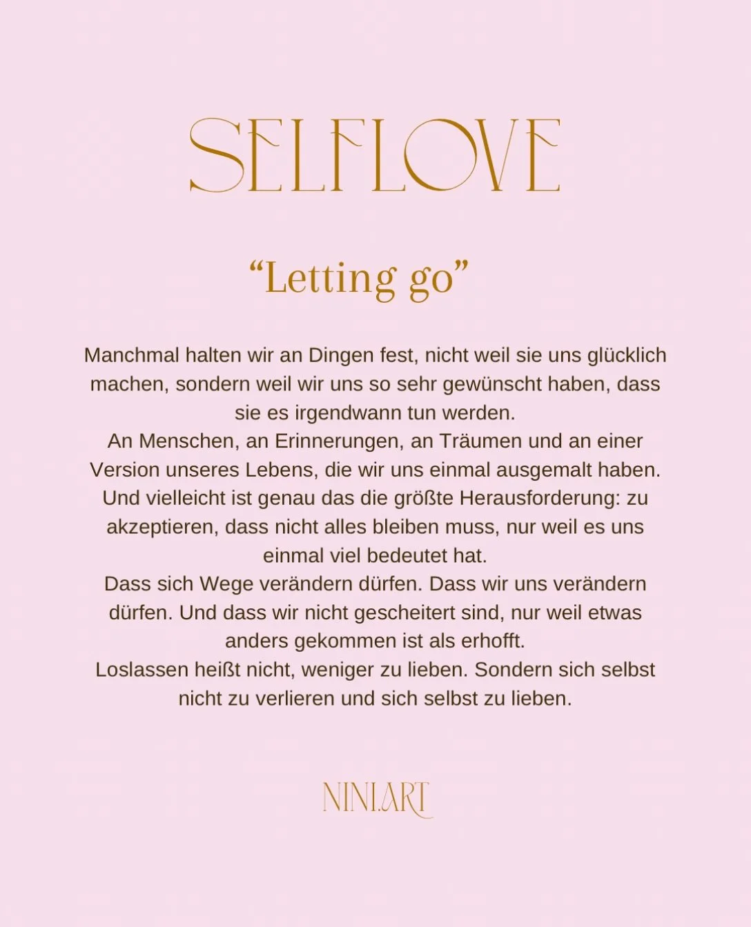 Serie: Selflove
LETTING GO&hellip;
🤍