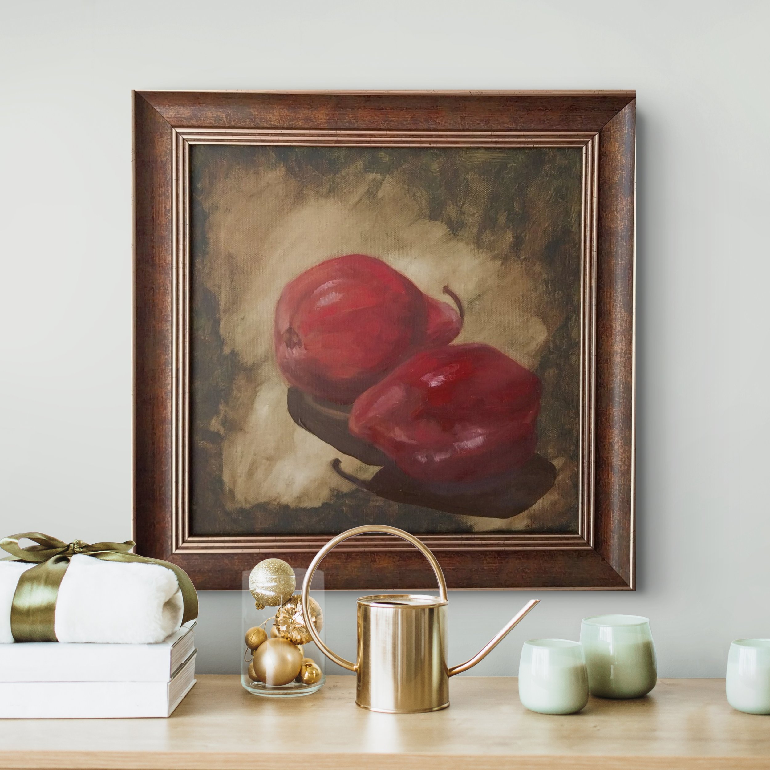 Red Pears on Green