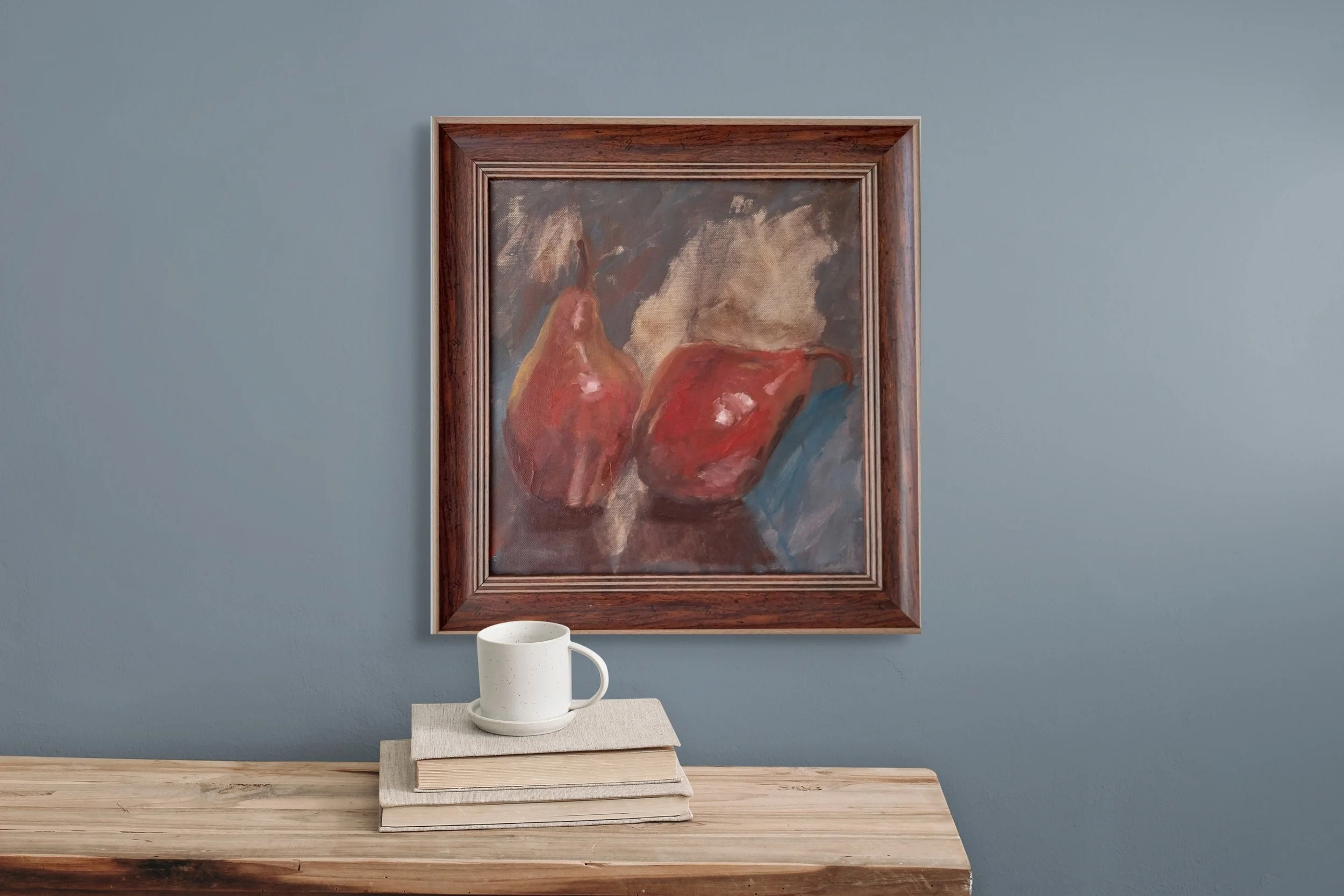 Red Pears on Blue