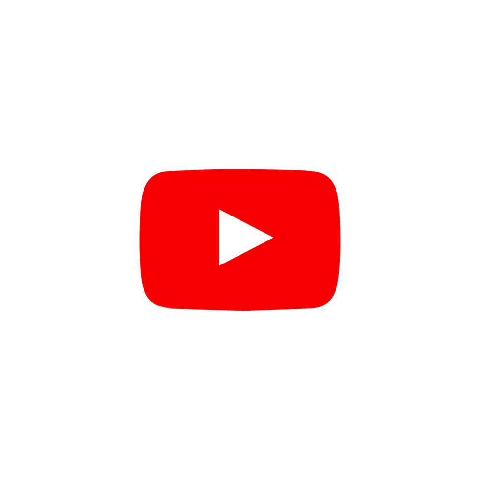 YouTube logo with a red play button inside a white rounded rectangle, centered on a black background.