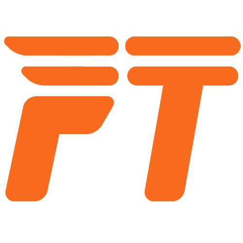 Orange logo with stylized letters 'F' and 'T'