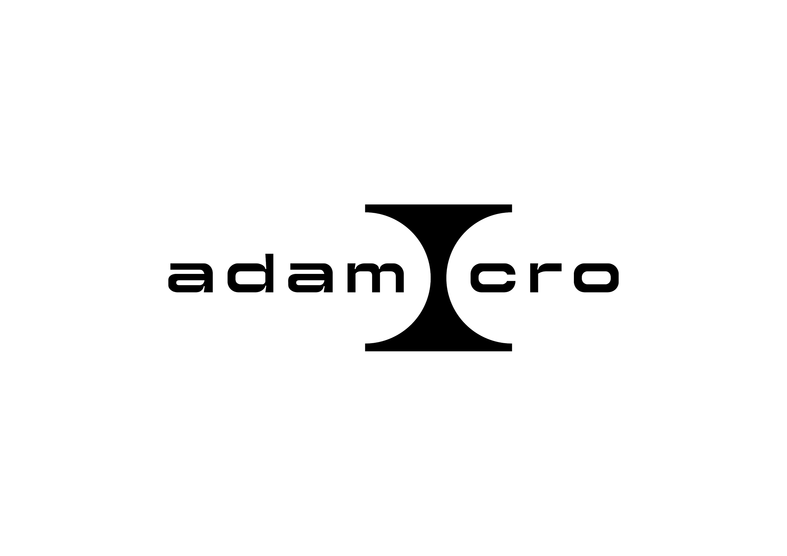 Black background with white outline of the text 'adam' and 'cro' separated by a parentheses symbol.