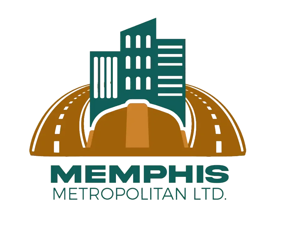 Logo of Memphis Metropolitan Ltd. featuring a stylized cityscape with roads and buildings.