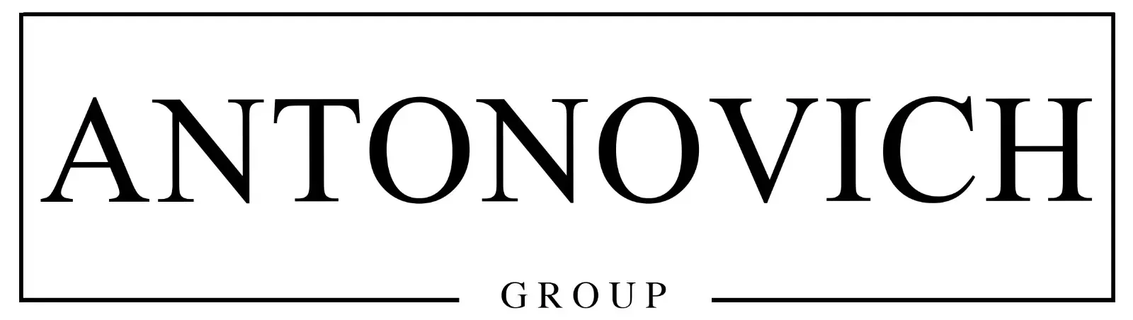Black text on white background logo of the Antonovich Group with a rectangular border.