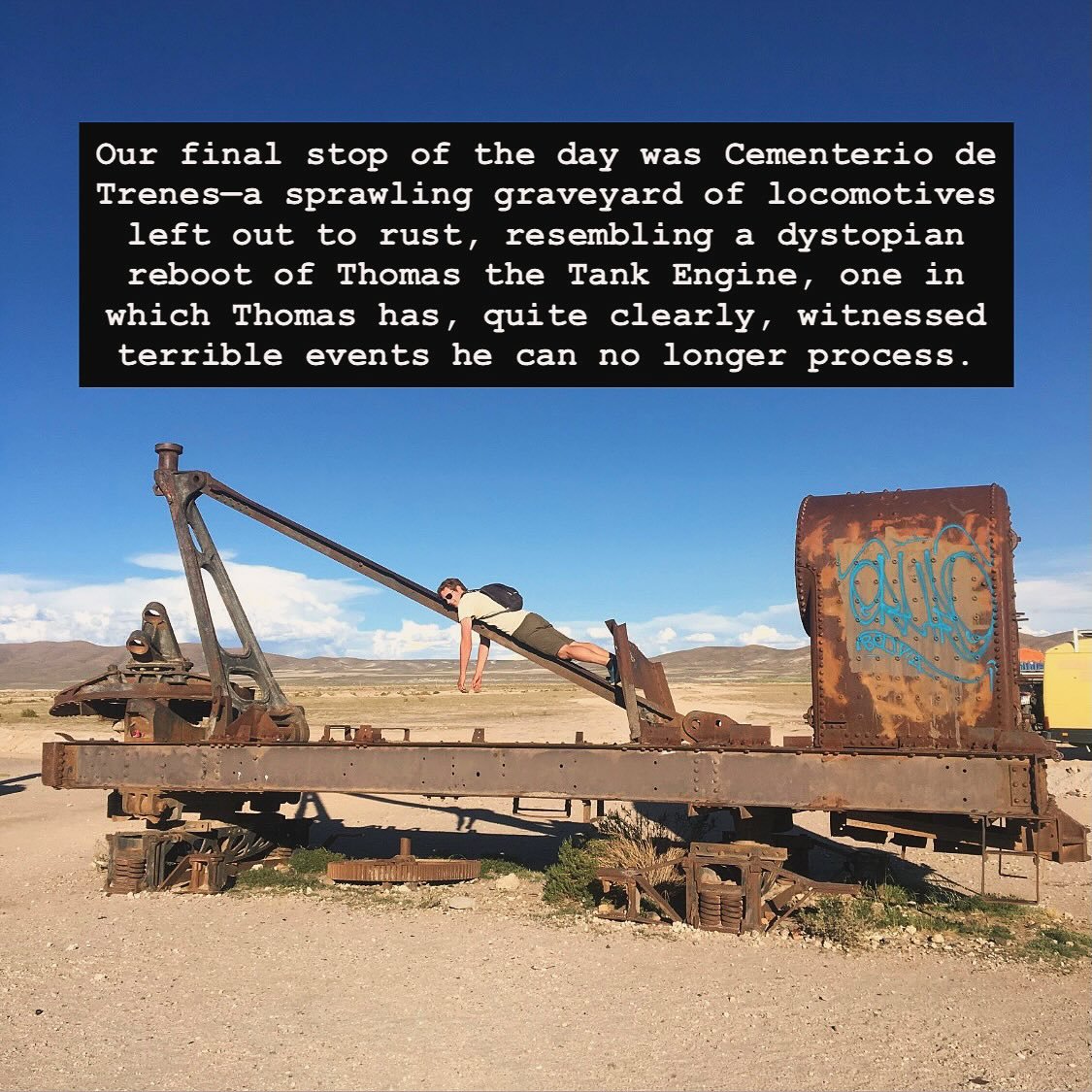 Cementerio de Trenes, Bolivia🌵 

If you&rsquo;d like more of this sort of thing, you can order my book and continue the journey 🌎

Link in bio 🚂
