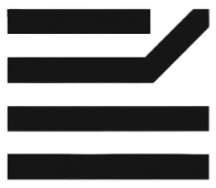 Black L-shaped and rectangular block shapes stacked in an abstract pattern.