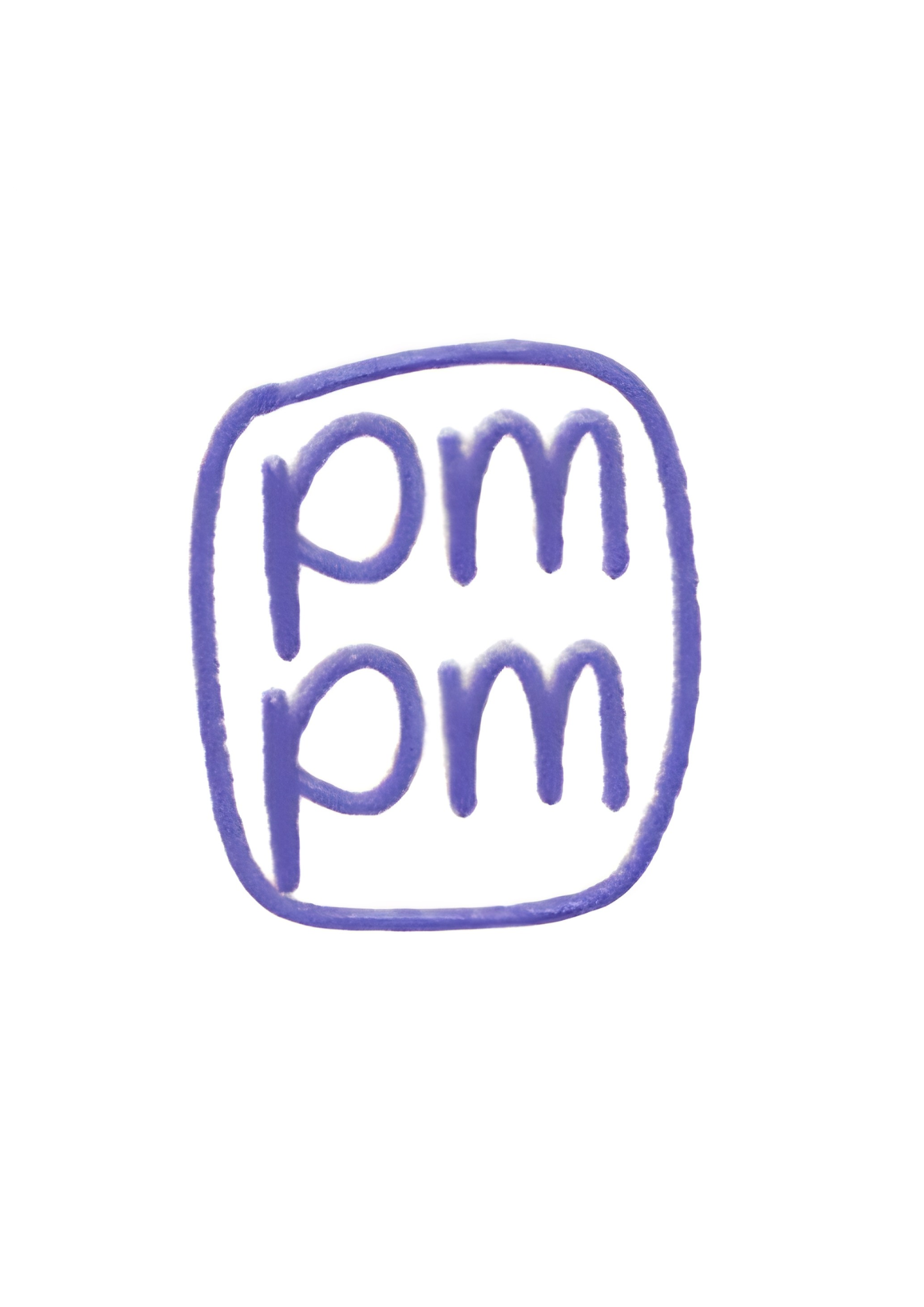 Dibujo de una caja azul con la palabra 'pmm' en letras minúsculas en color azul oscuro.