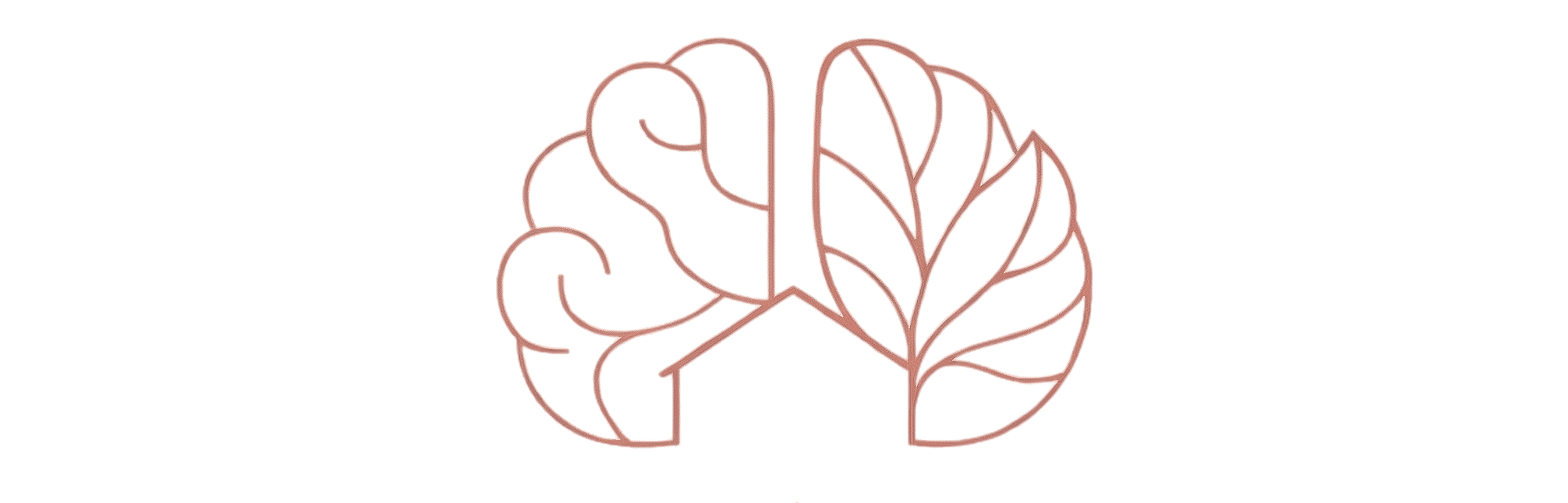 Ilustración de un cerebro estilizado con un diseño de línea simple y color rosa en un fondo negro.