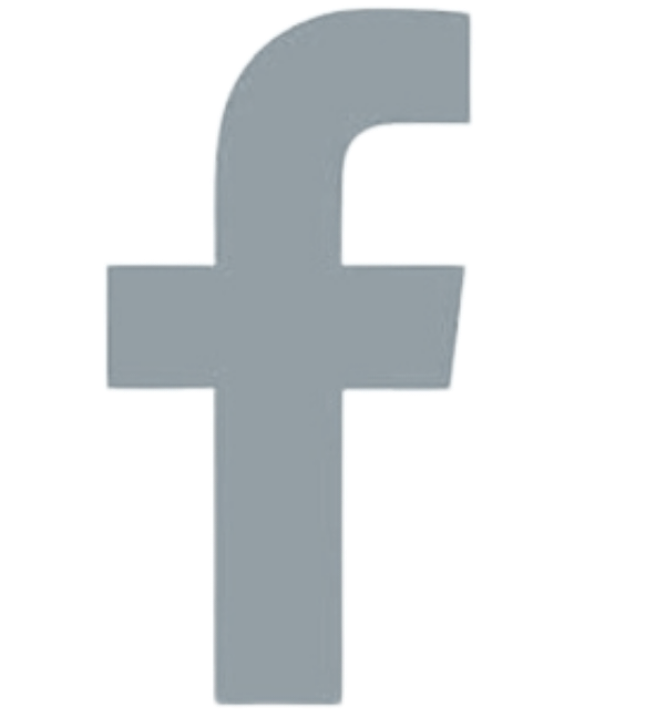 Facebook logo with a stylized letter F in gray color.